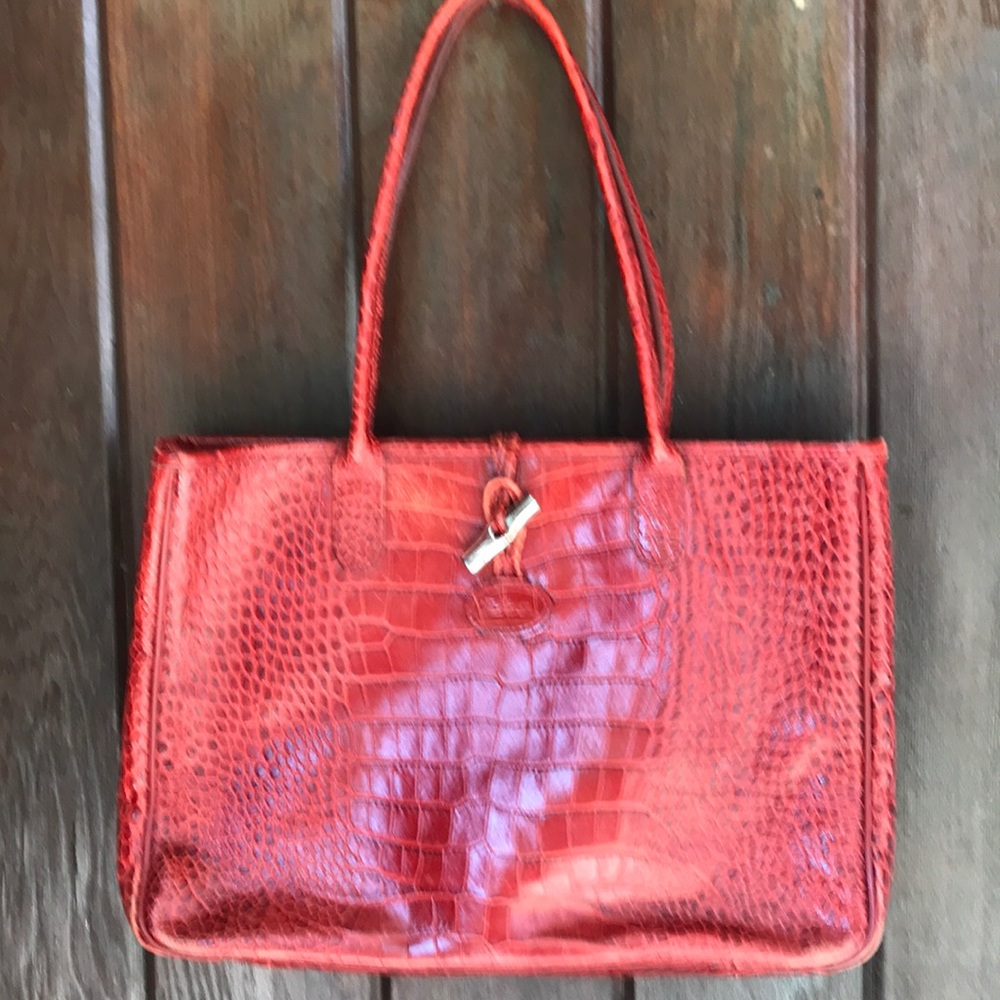 Longchamp Roseau Crocodile Tote